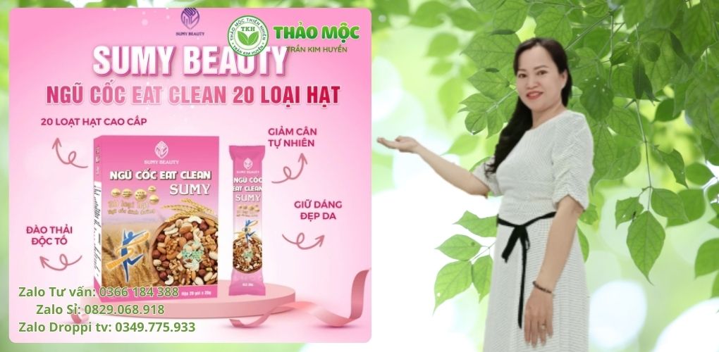 Ngũ cốc Eat Clean Sumy là dòng sản phẩm hỗ trợ kiểm soát cân nặng, phù hợp với người theo đuổi chế độ ăn uống lành mạnh (eat clean) và mong muốn cải thiện vóc dáng mà không cần áp dụng các biện pháp khắc nghiệt hay sản phẩm chứa hoạt chất tổng hợp.